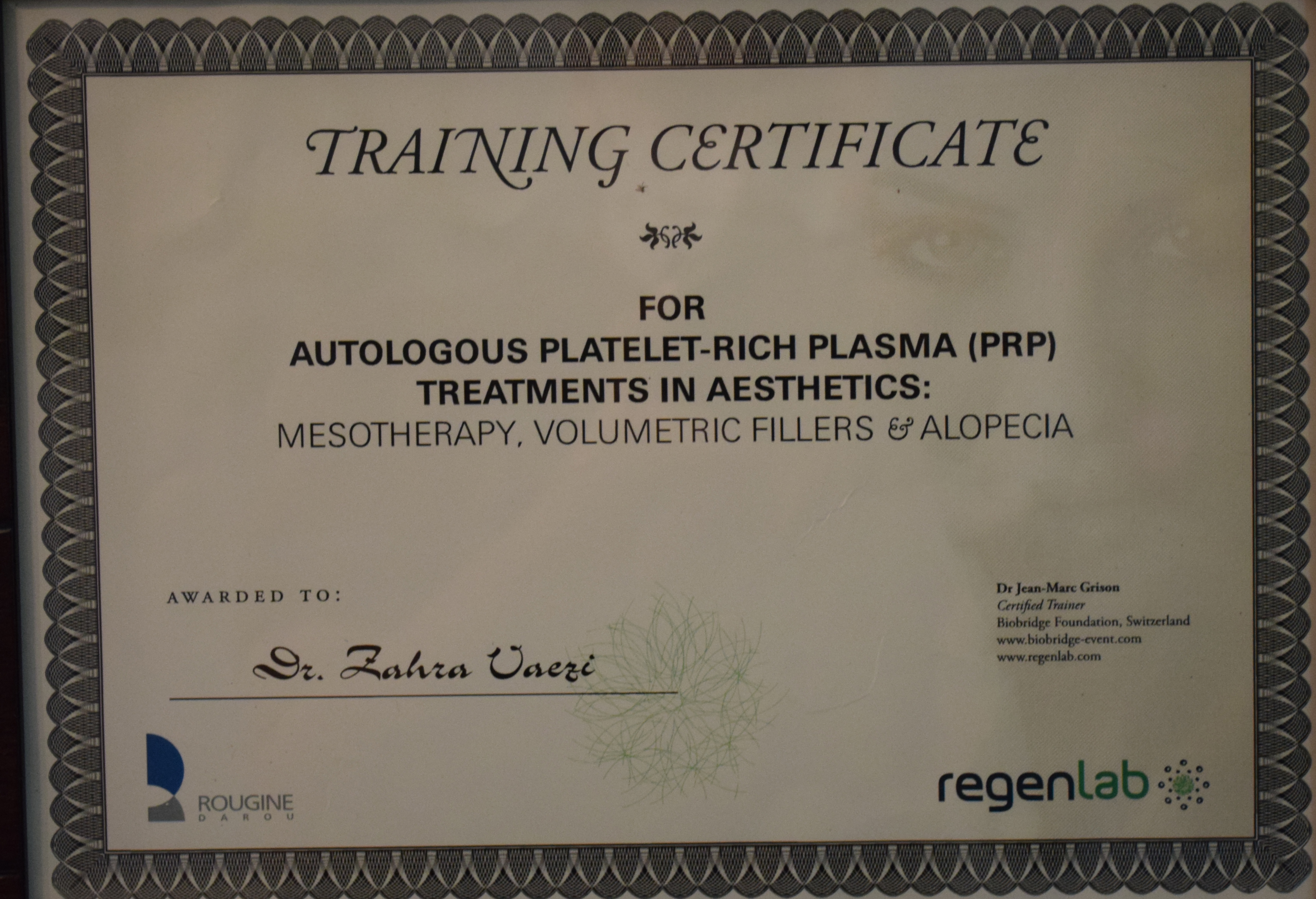 Training certificate