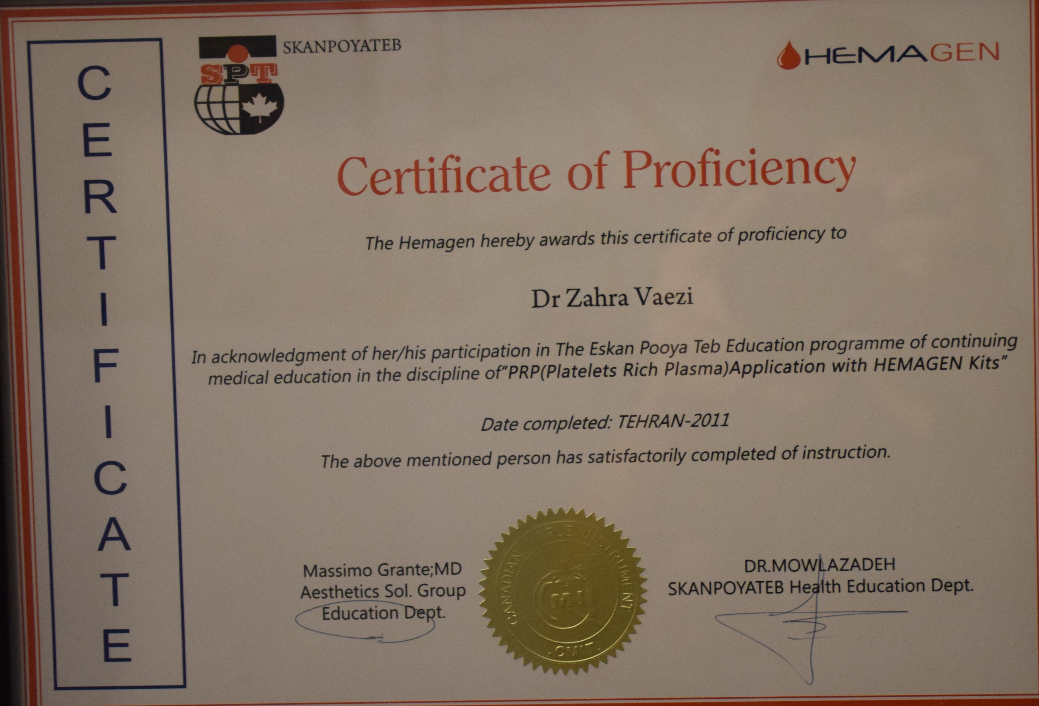 Certificate of proficiency